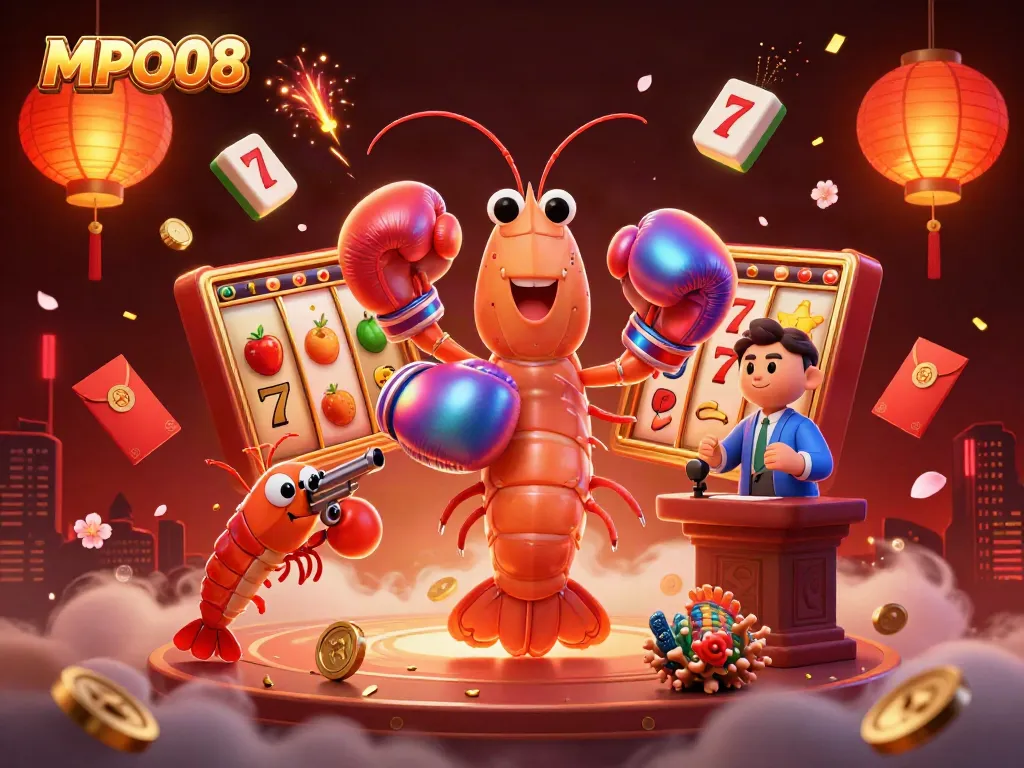 Engaging MPO08 online casino scene featuring vibrant characters and slot elements