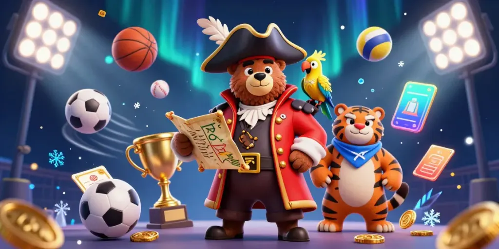 Experience thrilling gaming with 78win's adventurous bear captain and tiger mate navigating sports betting.