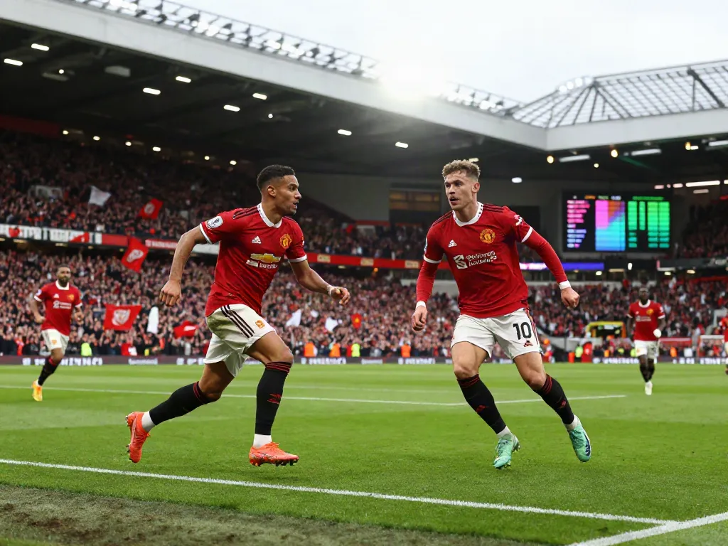 Energetic confrontation between Manchester United and Liverpool showcasing the fierce rivalry, capturing intense moments on the pitch.