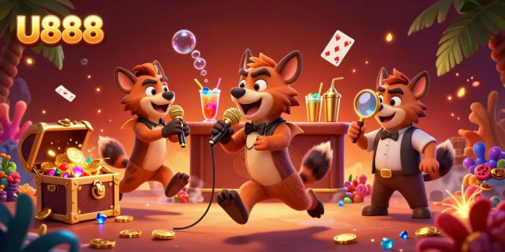 Engage with U888 at the vibrant comedy casino club, featuring hyenas in hilarious roles amidst captivating gaming elements.
