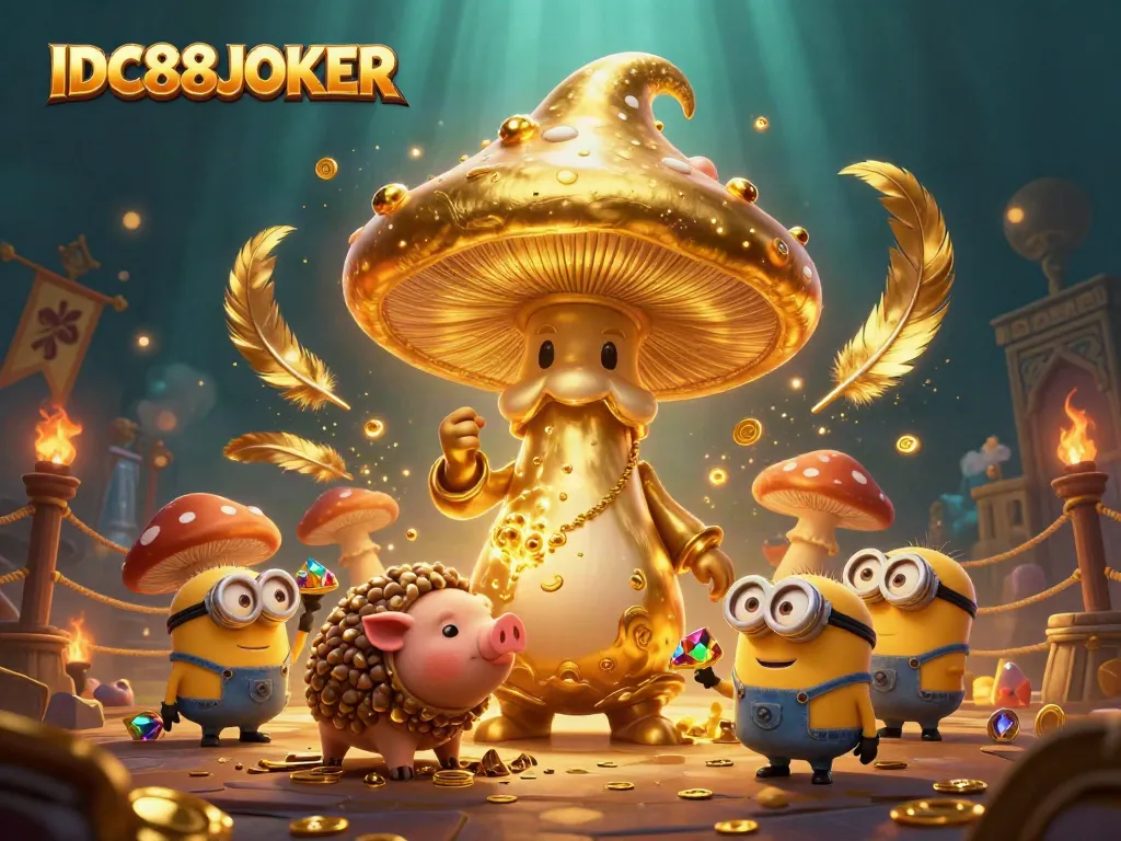 Experience the magic of IDC88JOKER with an enchanting scene featuring a gold wizard and treasures.