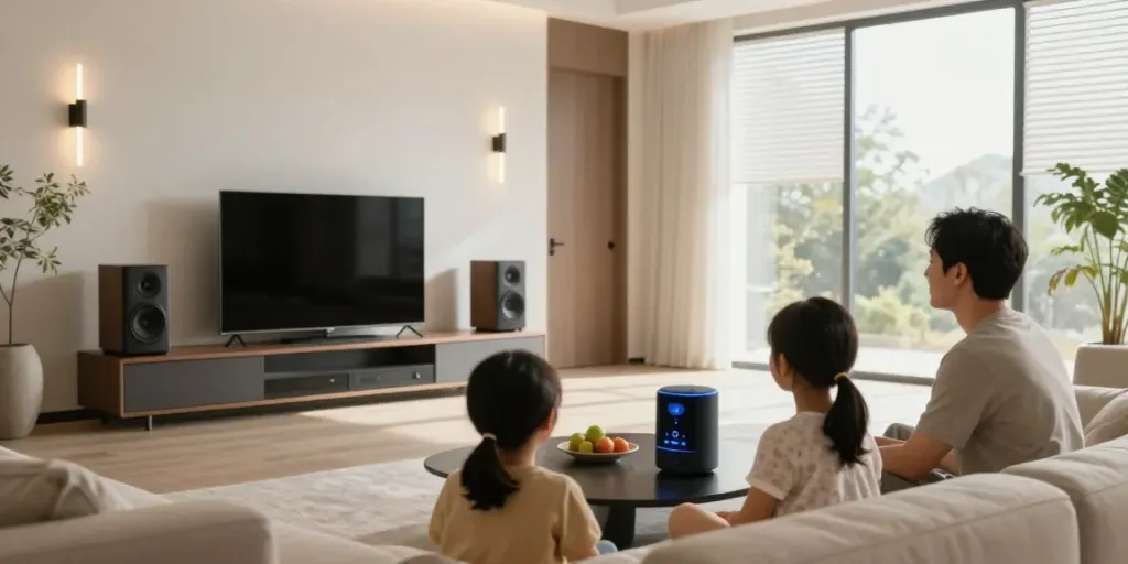 Smart audio system enhancing family living room experience at جهان اسمارت