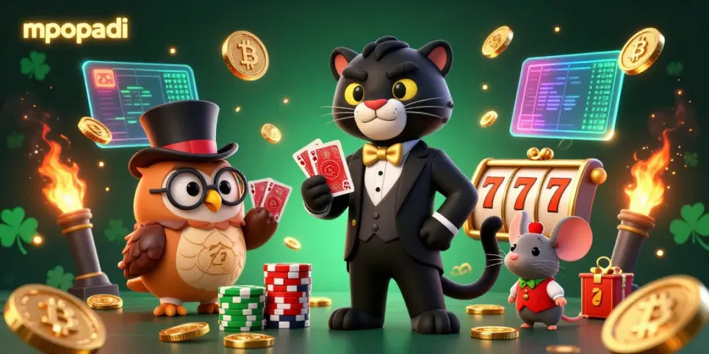 Engage with the exciting MPOPADI gaming scene featuring slots and vibrant characters.