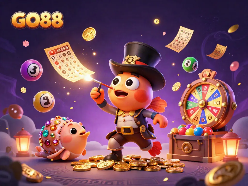 Win exciting prizes with GO88's dynamic gaming experience featuring vibrant characters and elements.