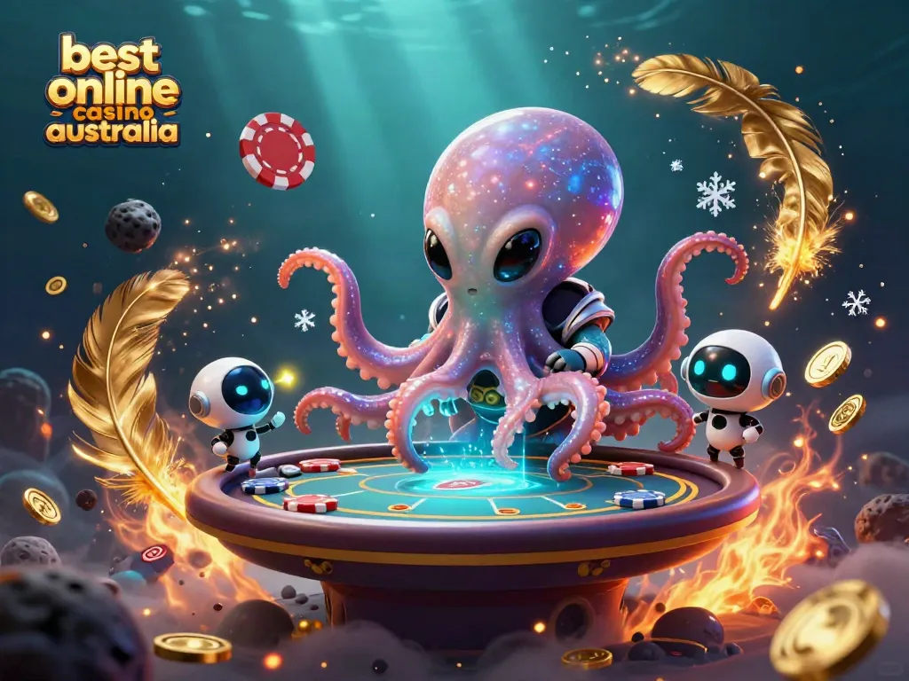 Experience the excitement of the best online casino Australia with vibrant alien characters and poker action.