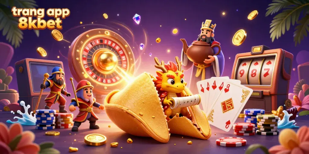 Engage with the excitement of the trang app 8xbet showcasing a vibrant casino scene filled with golden coins and games.