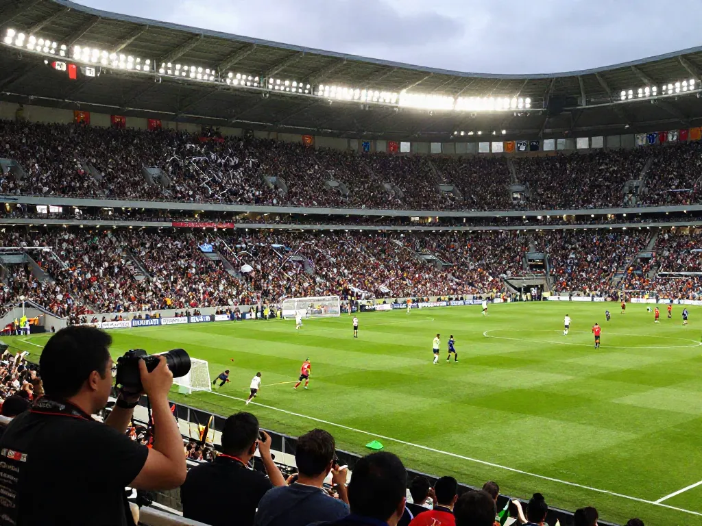 TOP10ตำนานนักเตะ represented by fans celebrating at a vibrant football stadium.