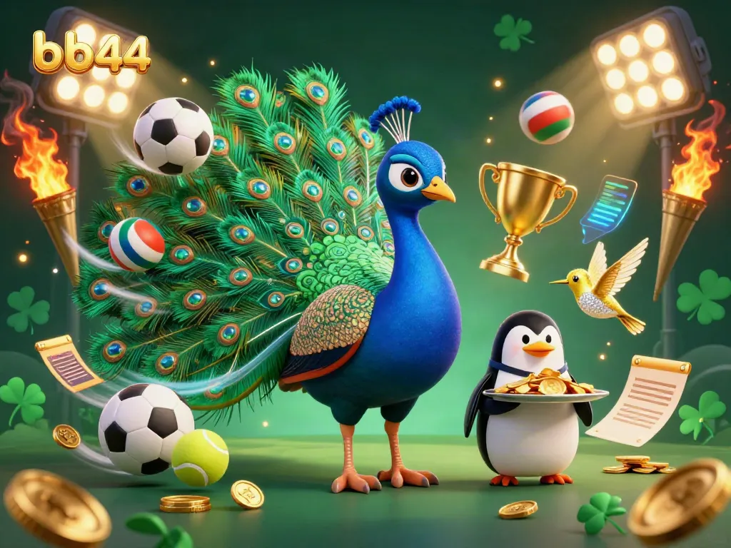 Experience the excitement of bb44 with vibrant casino characters and dynamic sports betting elements.